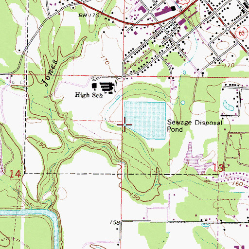 Topographic Map of Waynesboro Lagoon Dam, MS