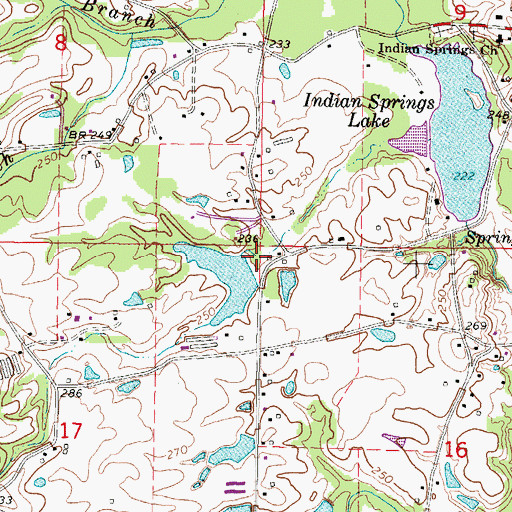 Topographic Map of Vaughn Lake Dam, MS