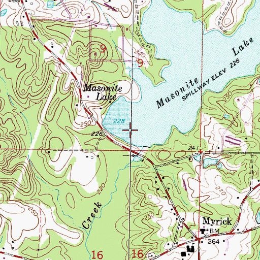Topographic Map of Masonite Lake Dam, MS