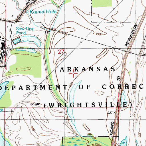 Topographic Map of Arkansas Department of Corrections - Wrightsville, AR