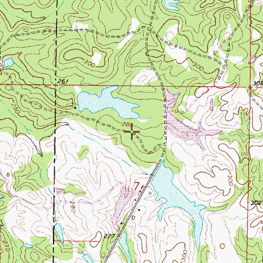 Topographic Map of Hammonds Lake Dam, MS