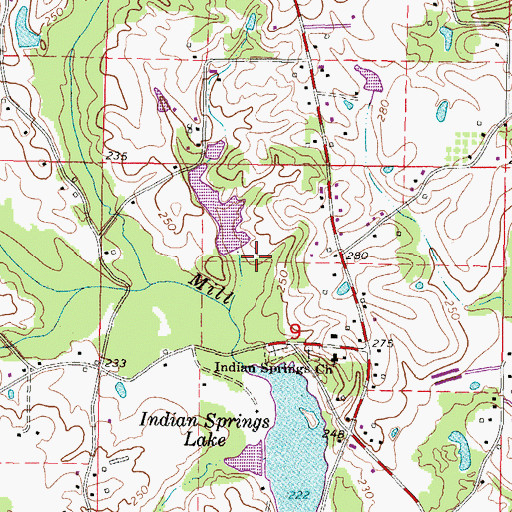 Topographic Map of Graftons Lake Dam, MS