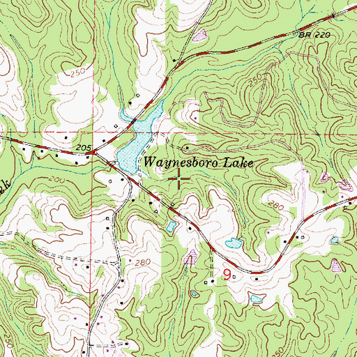 Topographic Map of Waynesboro Lake Dam, MS