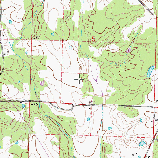Topographic Map of Dry Creek Structure 1 Dam, MS