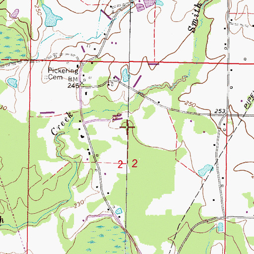 Topographic Map of Charles Pickering Catfish Ponds Dam, MS