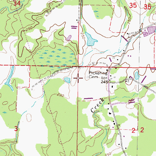 Topographic Map of Charles Pickering Catfish Ponds Dam, MS