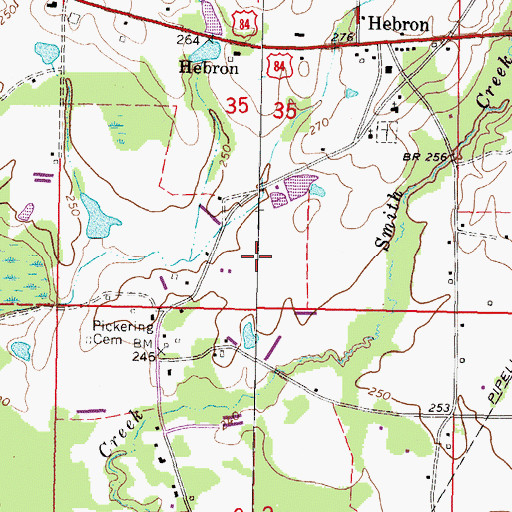 Topographic Map of Charles Pickering Lake Dam, MS
