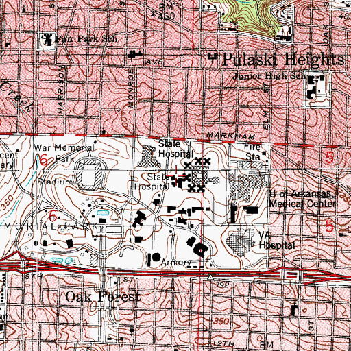 Topographic Map of Arkansas State Hospital, AR