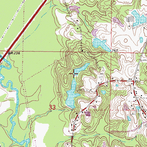 Topographic Map of Odoms Lake Dam, MS