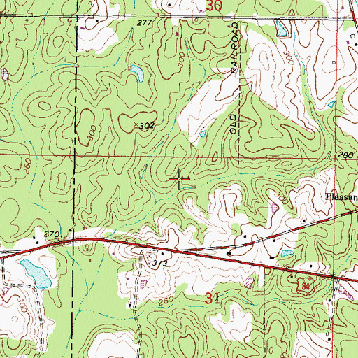 Topographic Map of Pryor Pond Dam, MS