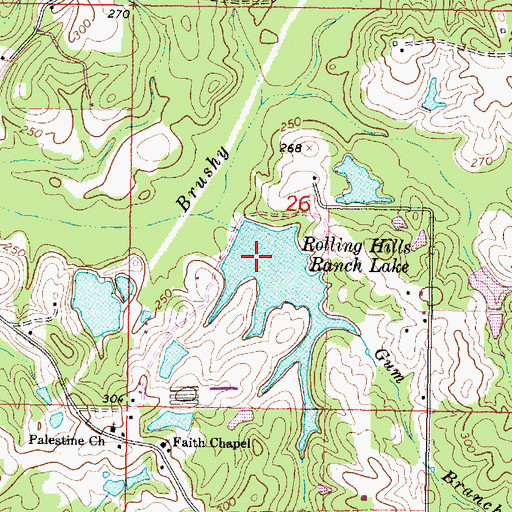Topographic Map of Garland Lewis Lake Dam, MS