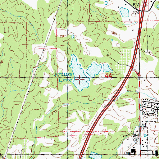 Topographic Map of Krauss Lake Dam, MS