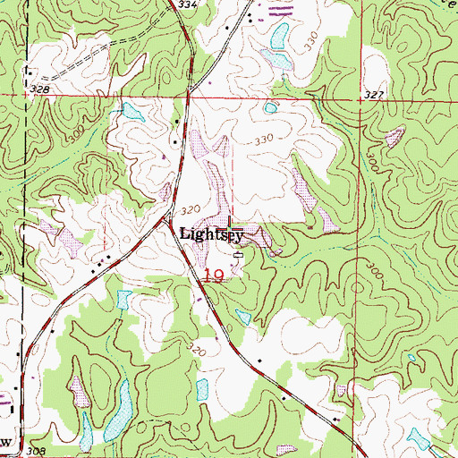 Topographic Map of Lindsey Ponds Dam, MS