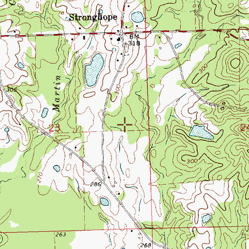 Topographic Map of Lee Mullins Lake Dam, MS