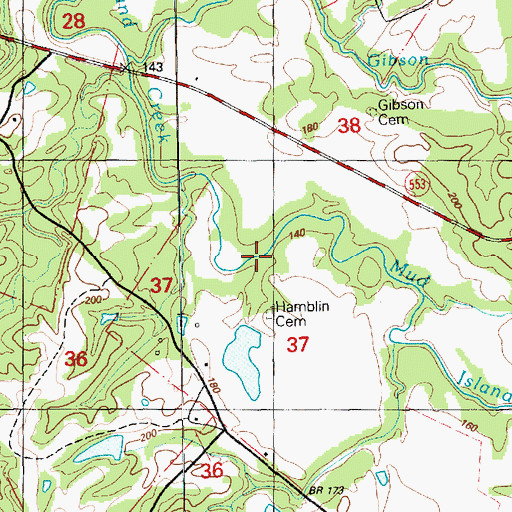 Topographic Map of Grover Brown Lake Dam, MS