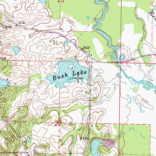 Topographic Map of Bush Dairy Lake Dam, MS