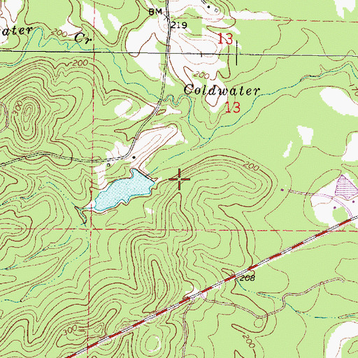 Topographic Map of Ellis Lake Dam, MS