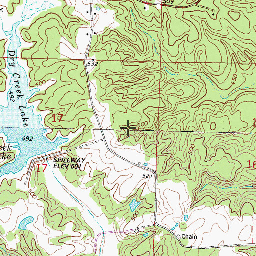 Topographic Map of Dry Creek Structure 3 Dam, MS