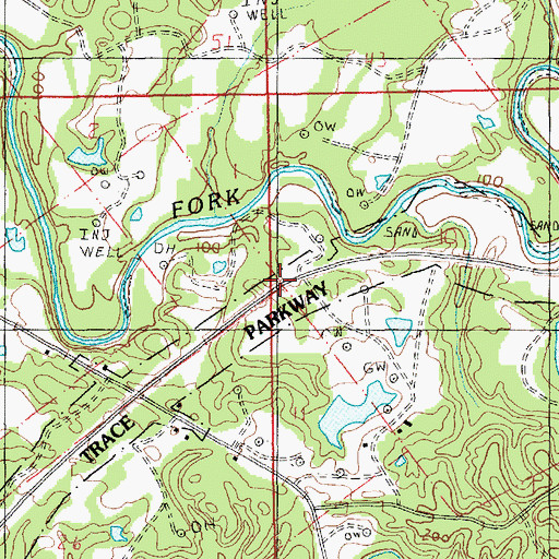 Topographic Map of George Harrell Lake Dam, MS