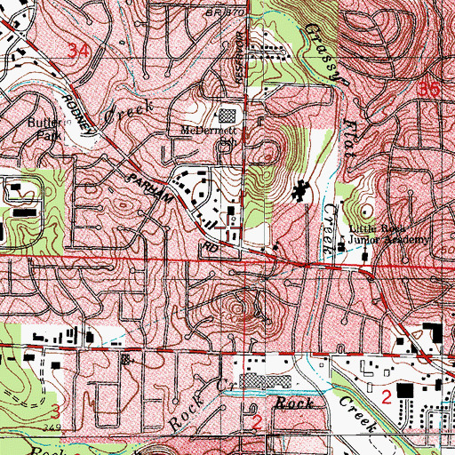 Topographic Map of Ashley Square Shopping Center, AR