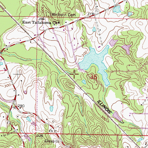 Topographic Map of Martin Raegan Lake Dam, MS