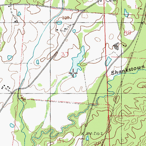 Topographic Map of C L Huff Lake Dam, MS