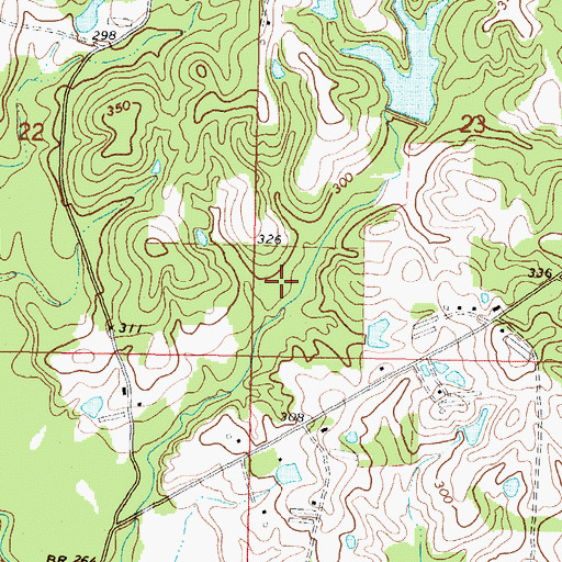 Topographic Map of Hill Lake Dam, MS