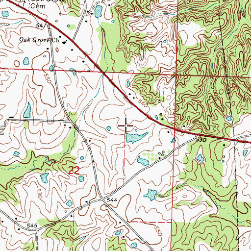 Topographic Map of Hank Harris Lake Dam, MS