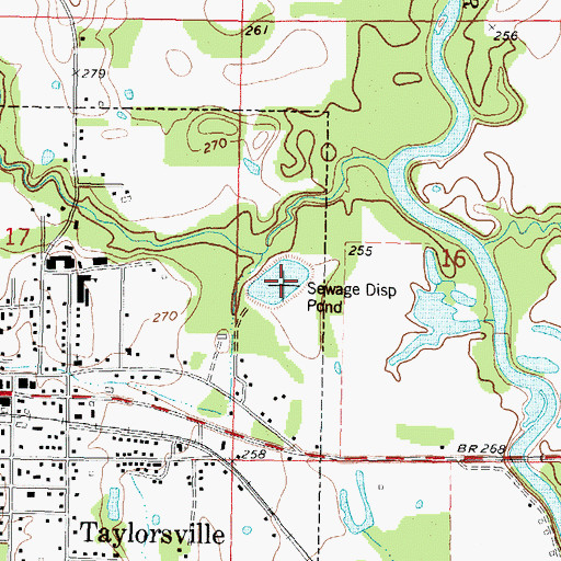 Topographic Map of Taylorsville Sewage Lagoon Dam, MS