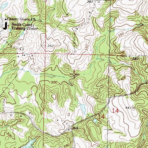 Topographic Map of Cold Creek Lake Dam, MS