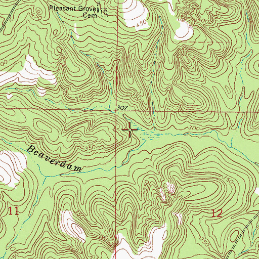 Topographic Map of Bounds Lake Dam, MS