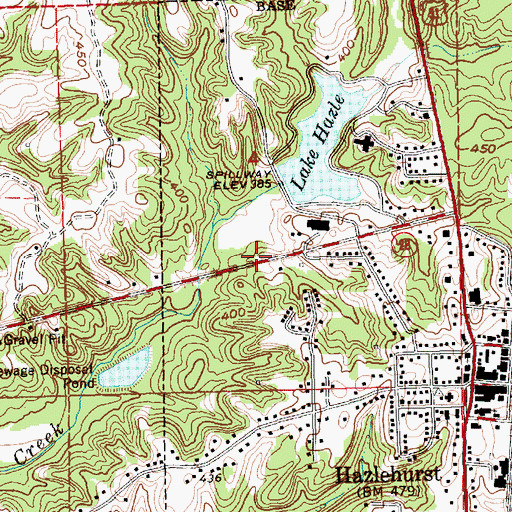 Topographic Map of Lake Hazel Dam, MS
