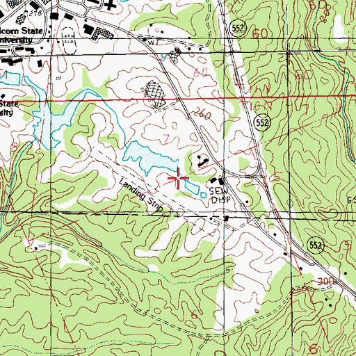 Topographic Map of Alcorn College Lake Dam, MS