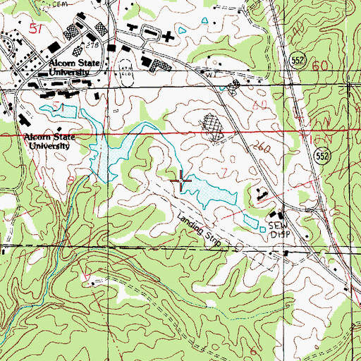 Topographic Map of Alcorn College Lake Dam, MS