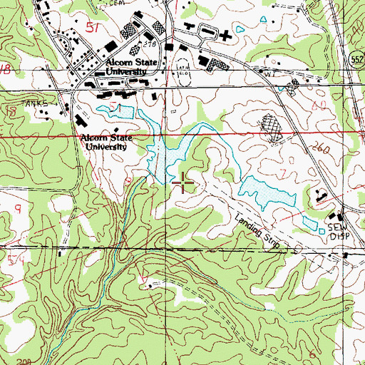 Topographic Map of Alcorn College Lake Dam, MS