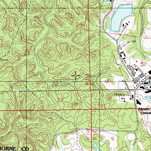 Topographic Map of Hammett Lake Dam, MS
