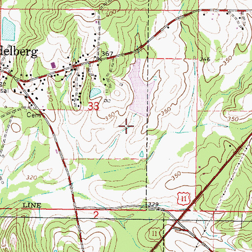 Topographic Map of Tanner Lake Dam, MS
