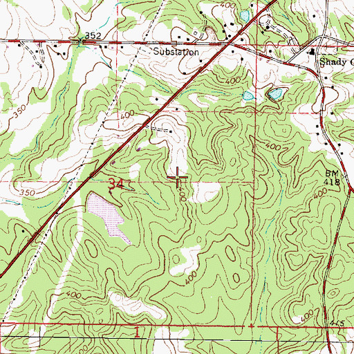 Topographic Map of Blacks Dam, MS