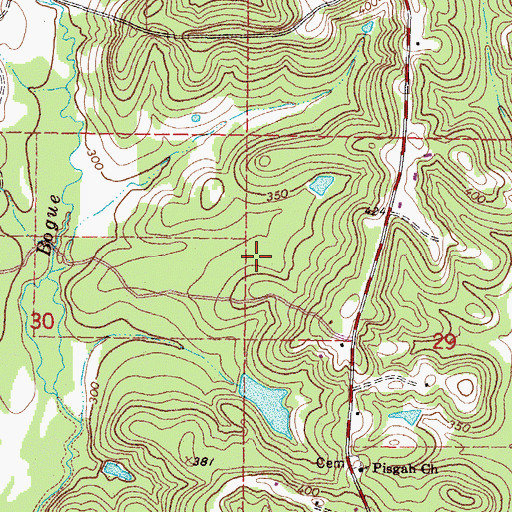 Topographic Map of Tennessee Gas Lake Dam, MS