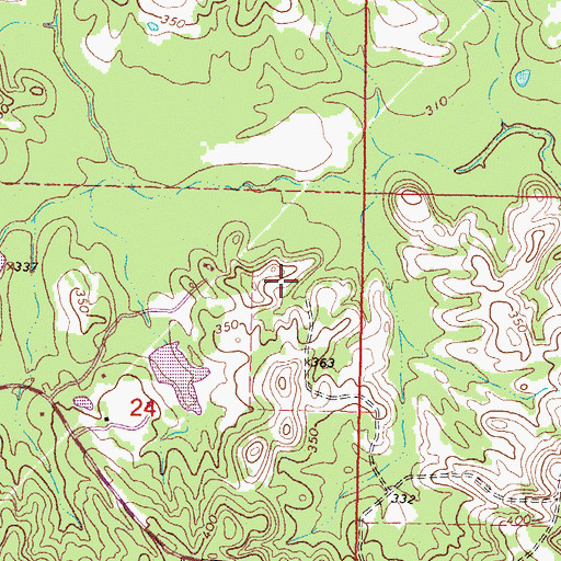 Topographic Map of Hosey Lake Dam, MS