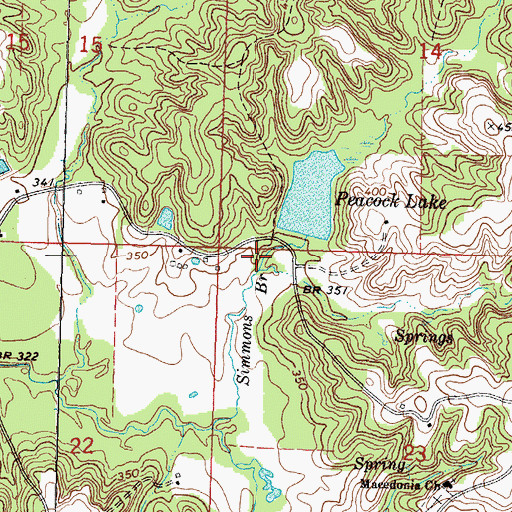 Topographic Map of Peacock Lake Dam, MS