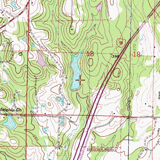 Topographic Map of Rowell Lake Dam, MS