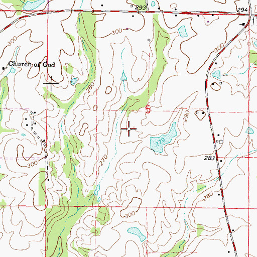 Topographic Map of John S Dabbs Pond Dam, MS