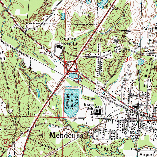 Topographic Map of Mississippi No Name 35 Dam, MS