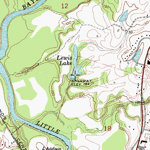 Topographic Map of Lewis Lake Dam, MS