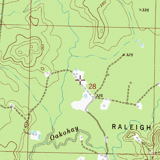 Topographic Map of Parker Lake Dam, MS