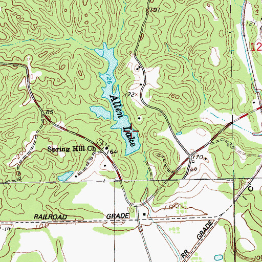 Topographic Map of Allen Lake Dam, MS