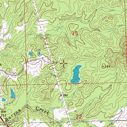 Topographic Map of Doctor David Wilson Lake Dam, MS