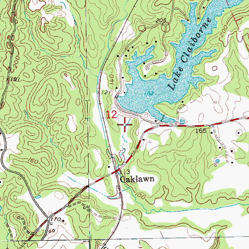 Topographic Map of Lake Claiborne Dam, MS