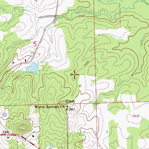 Topographic Map of J A Parsons Lake Dam, MS